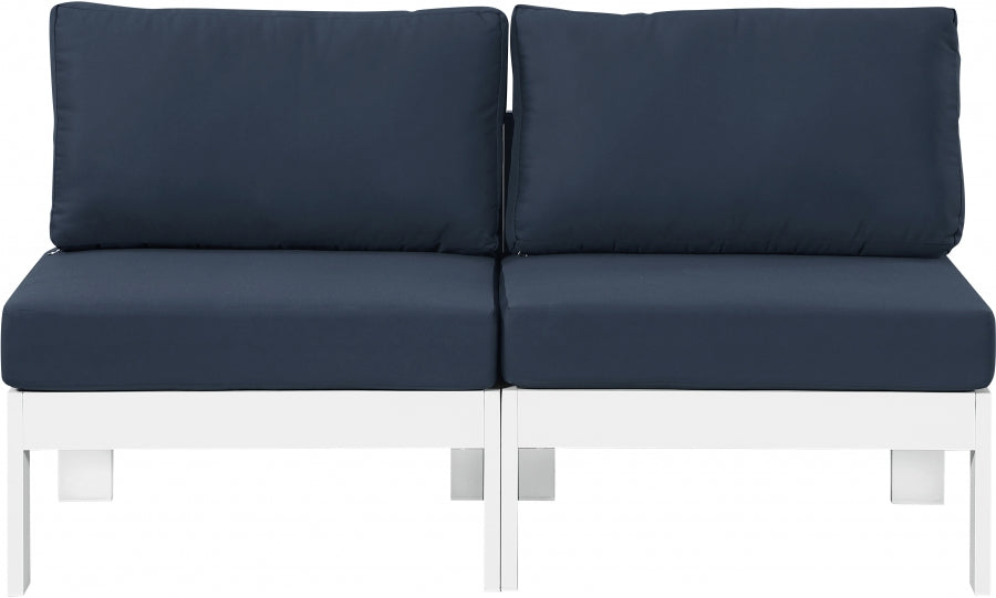 Nizuc Blue Outdoor Patio Aluminum Modular Sofa from Meridian - Luna Furniture