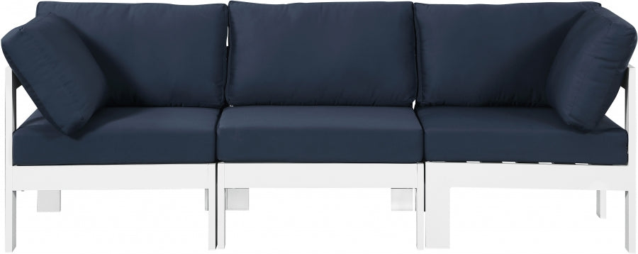 Nizuc Blue Outdoor Patio Aluminum Modular Sofa from Meridian - Luna Furniture