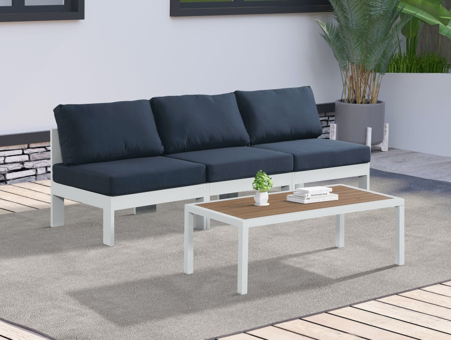 Nizuc Blue Outdoor Patio Aluminum Modular Sofa from Meridian - Luna Furniture