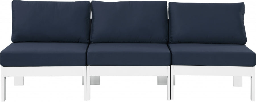 Nizuc Blue Outdoor Patio Aluminum Modular Sofa from Meridian - Luna Furniture