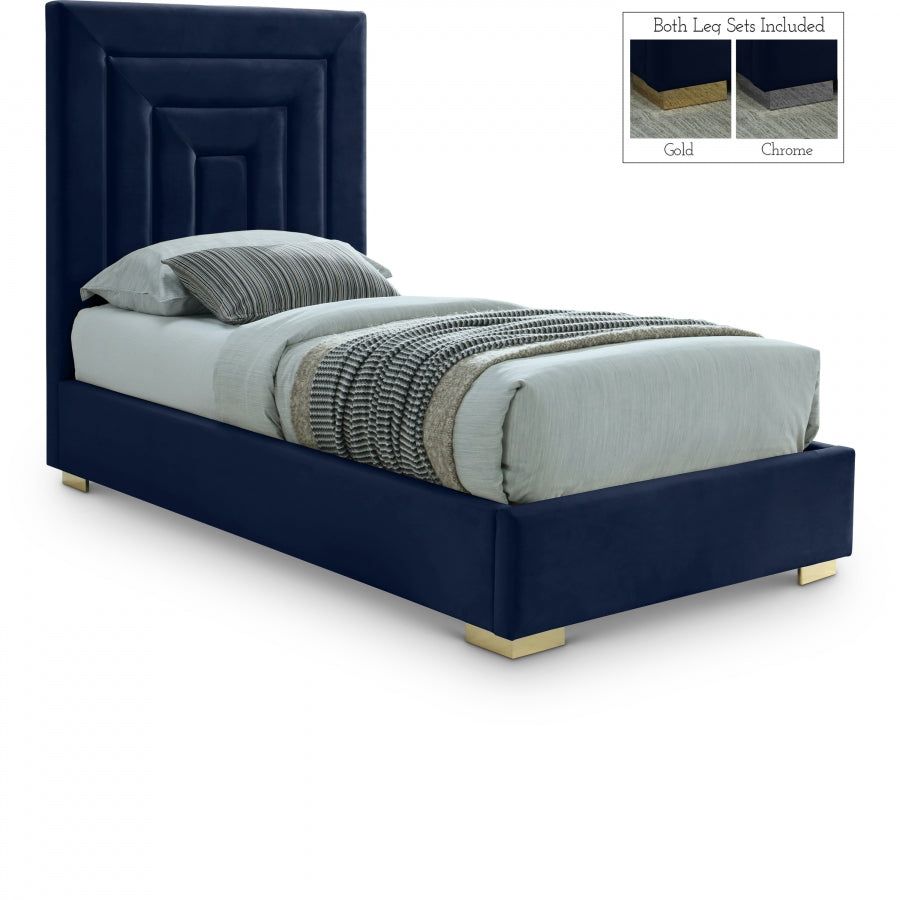 Nora Blue Velvet Twin Bed from Meridian - Luna Furniture