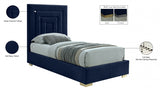 Nora Blue Velvet Twin Bed from Meridian - Luna Furniture