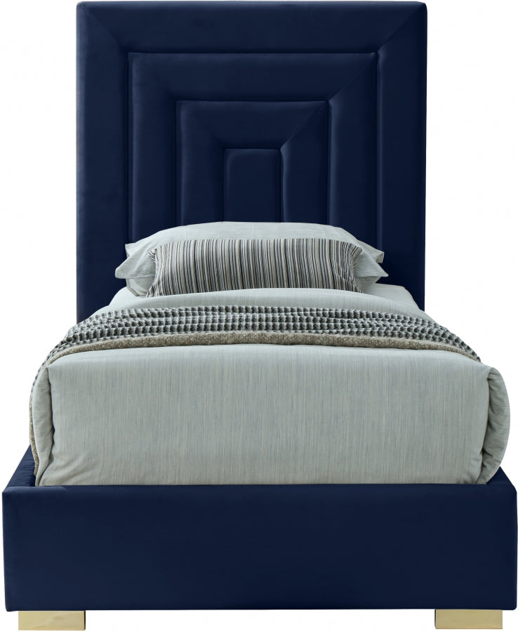 Nora Blue Velvet Twin Bed from Meridian - Luna Furniture