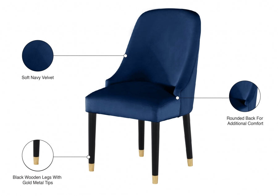 Omni Blue Velvet Dining Chair from Meridian - Luna Furniture