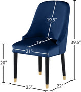 Omni Blue Velvet Dining Chair from Meridian - Luna Furniture