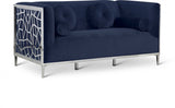 Opal Blue Velvet Loveseat from Meridian - Luna Furniture