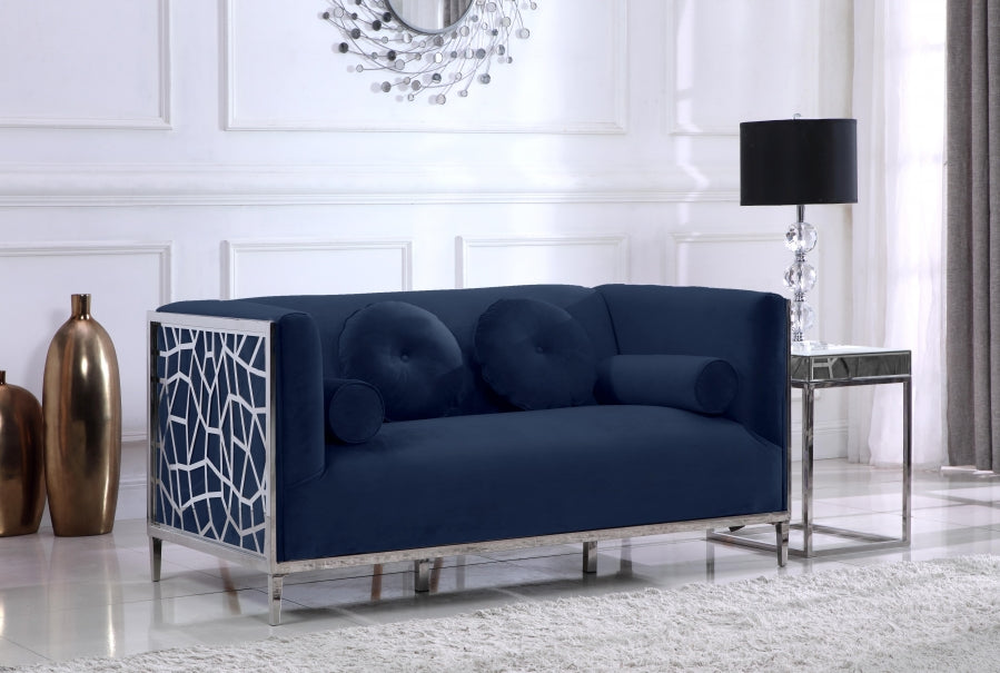 Opal Blue Velvet Loveseat from Meridian - Luna Furniture