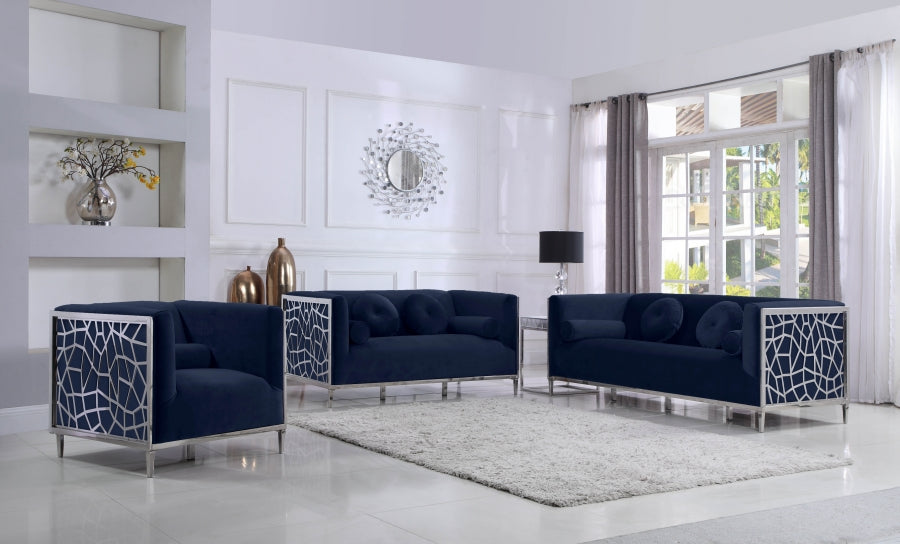 Opal Blue Velvet Loveseat from Meridian - Luna Furniture