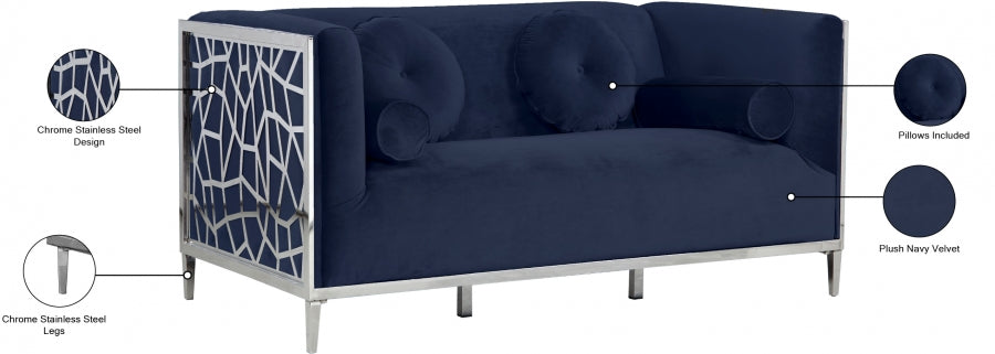 Opal Blue Velvet Loveseat from Meridian - Luna Furniture