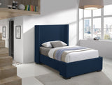 Oxford Blue Twin Linen Textured Twin Bed from Meridian - Luna Furniture