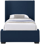 Oxford Blue Twin Linen Textured Twin Bed from Meridian - Luna Furniture