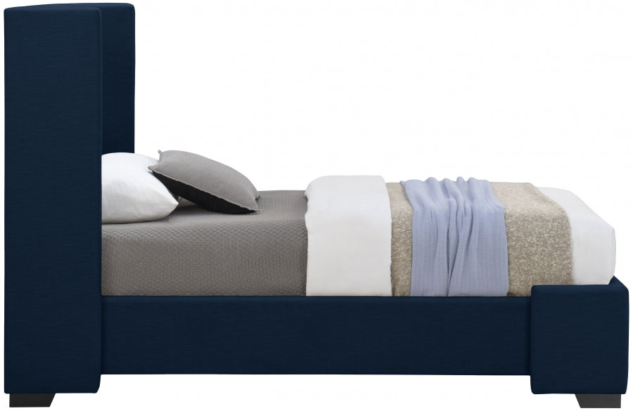 Oxford Blue Twin Linen Textured Twin Bed from Meridian - Luna Furniture