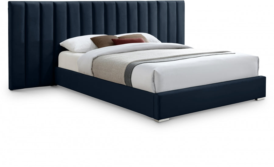 Pablo Blue Velvet King Bed from Meridian - Luna Furniture