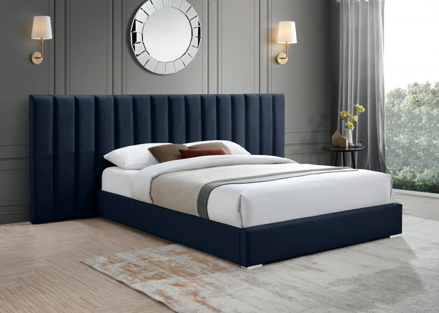 Pablo Blue Velvet King Bed from Meridian - Luna Furniture