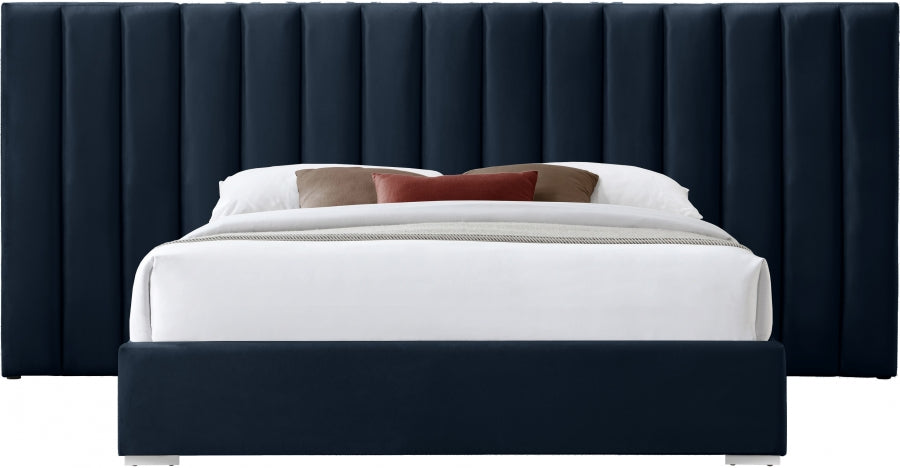 Pablo Blue Velvet King Bed from Meridian - Luna Furniture