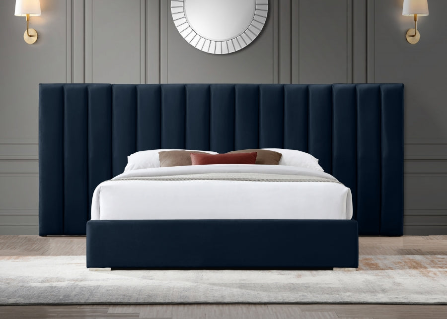 Pablo Blue Velvet King Bed from Meridian - Luna Furniture