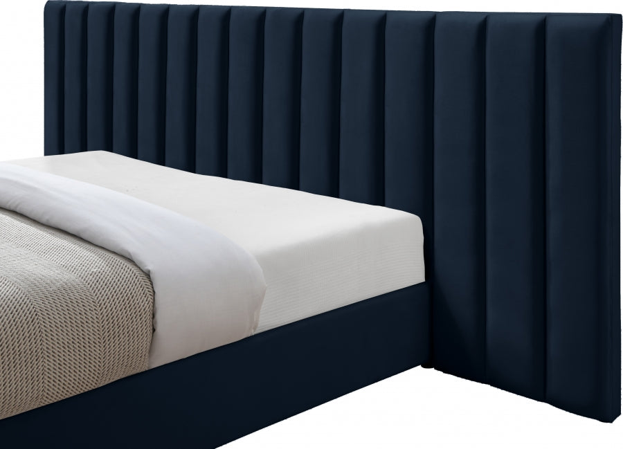 Pablo Blue Velvet King Bed from Meridian - Luna Furniture