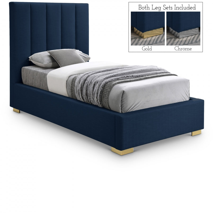 Pierce Blue Linen Textured Twin Bed from Meridian - Luna Furniture