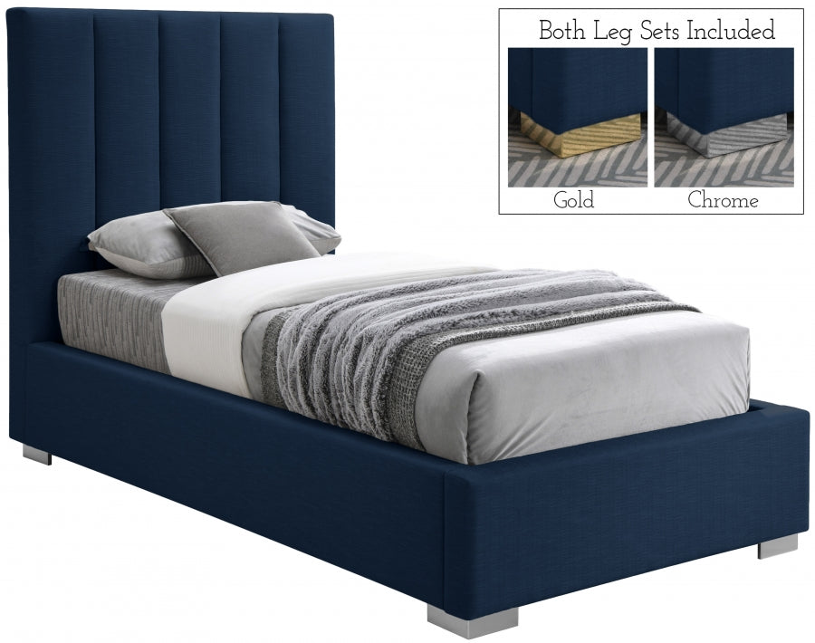 Pierce Blue Linen Textured Twin Bed from Meridian - Luna Furniture