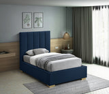 Pierce Blue Linen Textured Twin Bed from Meridian - Luna Furniture