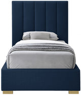 Pierce Blue Linen Textured Twin Bed from Meridian - Luna Furniture