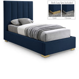 Pierce Blue Twin Linen Textured Twin Bed from Meridian - Luna Furniture