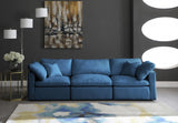 Plush Blue Velvet Standard Modular Down Filled Cloud-Like Comfort Overstuffed 105" Sofa from Meridian - Luna Furniture