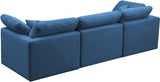 Plush Blue Velvet Standard Modular Down Filled Cloud-Like Comfort Overstuffed 105" Sofa from Meridian - Luna Furniture