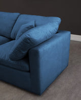 Plush Blue Velvet Standard Modular Down Filled Cloud-Like Comfort Overstuffed 105" Sofa from Meridian - Luna Furniture