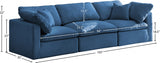 Plush Blue Velvet Standard Modular Down Filled Cloud-Like Comfort Overstuffed 105" Sofa from Meridian - Luna Furniture