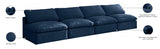 Plush Blue Velvet Standard Modular Down Filled Cloud-Like Comfort Overstuffed 140" Armless Sofa from Meridian - Luna Furniture