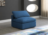 Plush Blue Velvet Standard Modular Down Filled Cloud-Like Comfort Overstuffed Armless Chair from Meridian - Luna Furniture