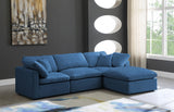 Plush Blue Velvet Standard Modular Down Filled Cloud-Like Comfort Overstuffed Reversible Sectional from Meridian - Luna Furniture