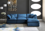 Plush Blue Velvet Standard Modular Down Filled Cloud-Like Comfort Overstuffed Reversible Sectional from Meridian - Luna Furniture