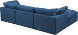 Plush Blue Velvet Standard Modular Down Filled Cloud-Like Comfort Overstuffed Reversible Sectional from Meridian - Luna Furniture