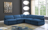 Plush Blue Velvet Standard Modular Down Filled Cloud-Like Comfort Overstuffed Reversible Sectional from Meridian - Luna Furniture