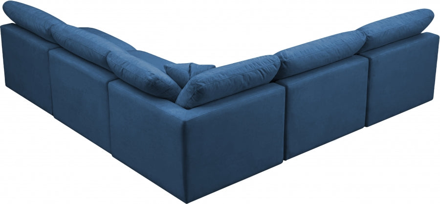 Plush Blue Velvet Standard Modular Down Filled Cloud-Like Comfort Overstuffed Reversible Sectional from Meridian - Luna Furniture