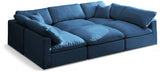 Plush Blue Velvet Standard Modular Down Filled Cloud-Like Comfort Overstuffed Reversible Sectional from Meridian - Luna Furniture