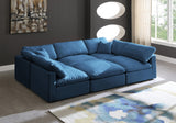 Plush Blue Velvet Standard Modular Down Filled Cloud-Like Comfort Overstuffed Reversible Sectional from Meridian - Luna Furniture