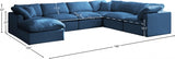 Plush Blue Velvet Standard Modular Down Filled Cloud-Like Comfort Overstuffed Reversible Sectional from Meridian - Luna Furniture