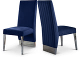 Porsha Blue Velvet Dining Chair, Set of 2 from Meridian - Luna Furniture