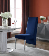 Porsha Blue Velvet Dining Chair, Set of 2 from Meridian - Luna Furniture