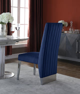 Porsha Blue Velvet Dining Chair, Set of 2 from Meridian - Luna Furniture