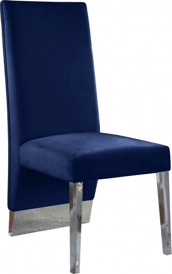 Porsha Blue Velvet Dining Chair, Set of 2 from Meridian - Luna Furniture