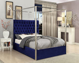 Porter Blue Velvet Queen Bed from Meridian - Luna Furniture