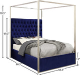 Porter Blue Velvet Queen Bed from Meridian - Luna Furniture