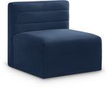 Quincy Blue Velvet Modular Cloud-Like Comfort Armless Chair from Meridian - Luna Furniture