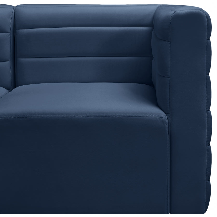 Quincy Blue Velvet Modular Cloud-Like Comfort Armless Chair from Meridian - Luna Furniture