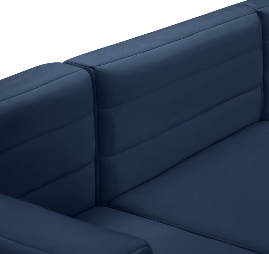 Quincy Blue Velvet Modular Cloud-Like Comfort Armless Chair from Meridian - Luna Furniture