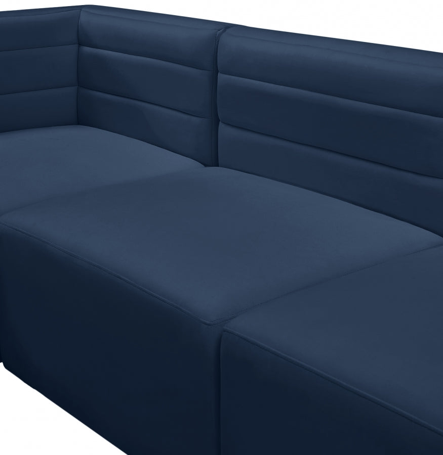 Quincy Blue Velvet Modular Cloud-Like Comfort Armless Chair from Meridian - Luna Furniture